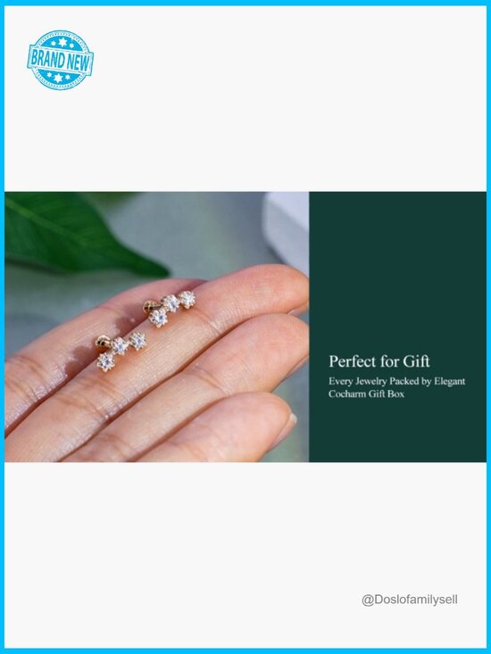 Mini Sparkle Star Flat-Back Earring 14K Solid Gold | Musemond 14K Solid Gold Star Helix Cartilage Earring Stud Internally Threaded Minimal